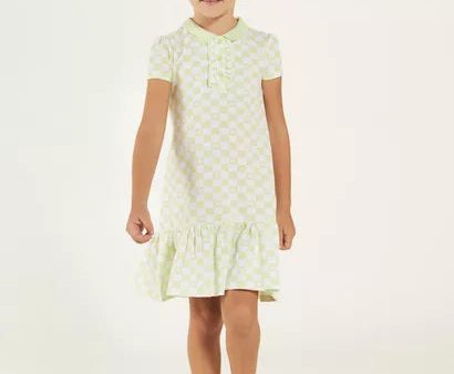 Juniors Checked Polo Dress with Ruffles and Flounce Hem (3-4 yrs) For Cheap