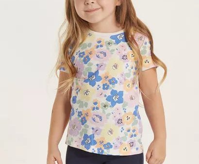 Juniors All-Over Floral Print T-shirt with Crew Neck (5-6 yrs) For Sale