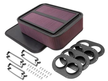 K&N Custom Racing Air Filter - Rectangular Carbon Fiber 4in Air Box w  2.75in Air Horn Hot on Sale